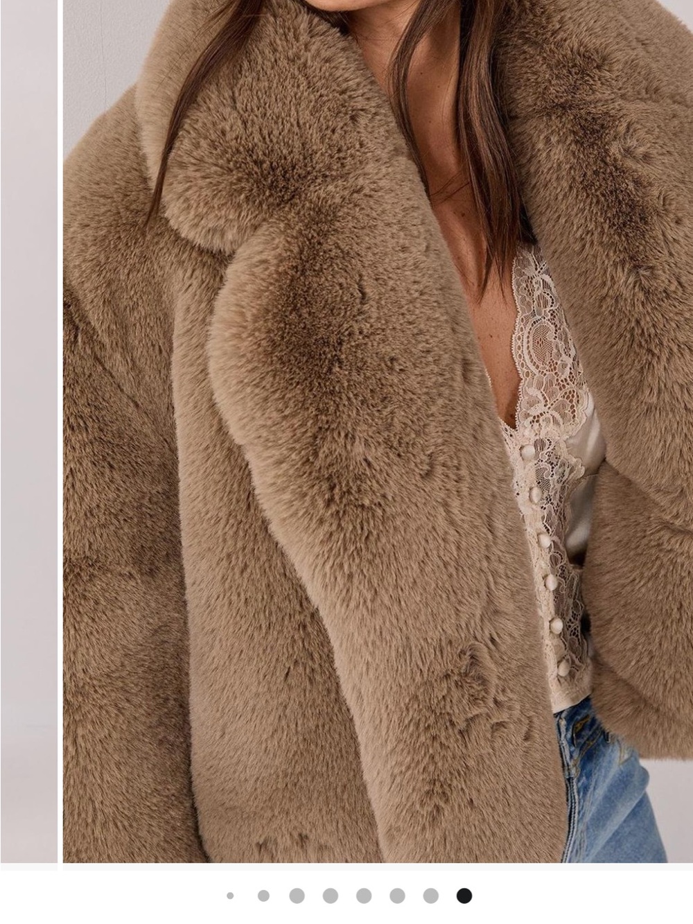 Nasty Gal Plush Teddy Cropped Jacket Faux Fur in Mink - Picture 5 of 7